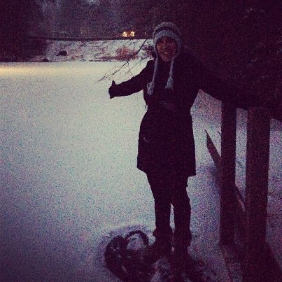 Me, a couple days ago, standing on our lake. 
